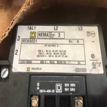 Square D 8536SEO1V06S NEMA Size 3 3-pole Motor Coil Starter 90 Amp 8536-SEO